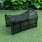 Wave Foot Stool  (Straight Weave) - Black