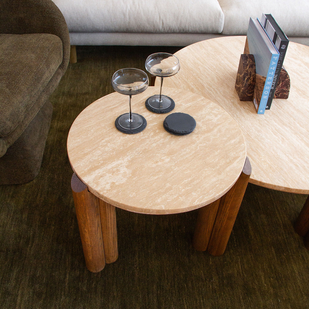 Cain Travertine Side Table