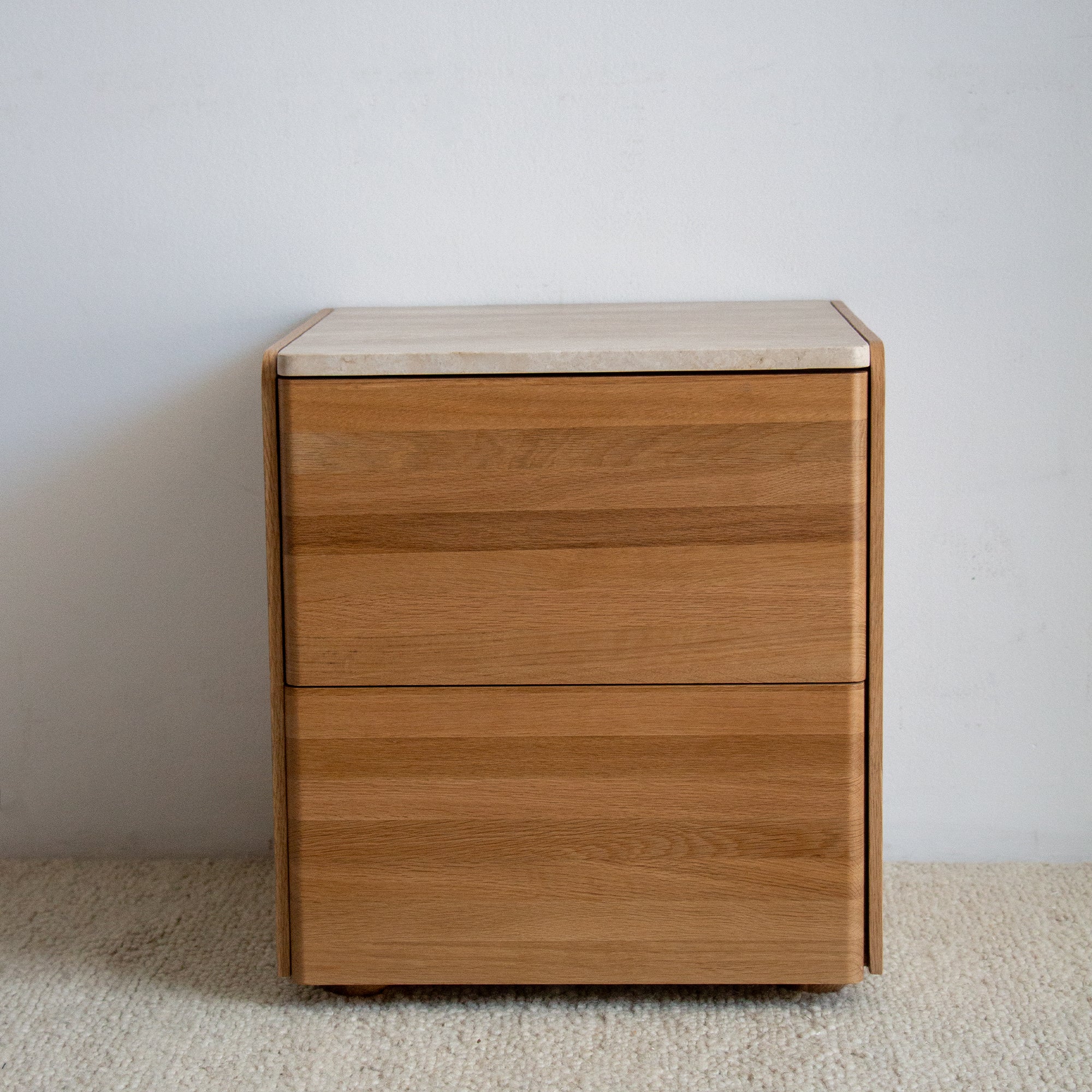 Carter Oak Bedside with Travertine Top