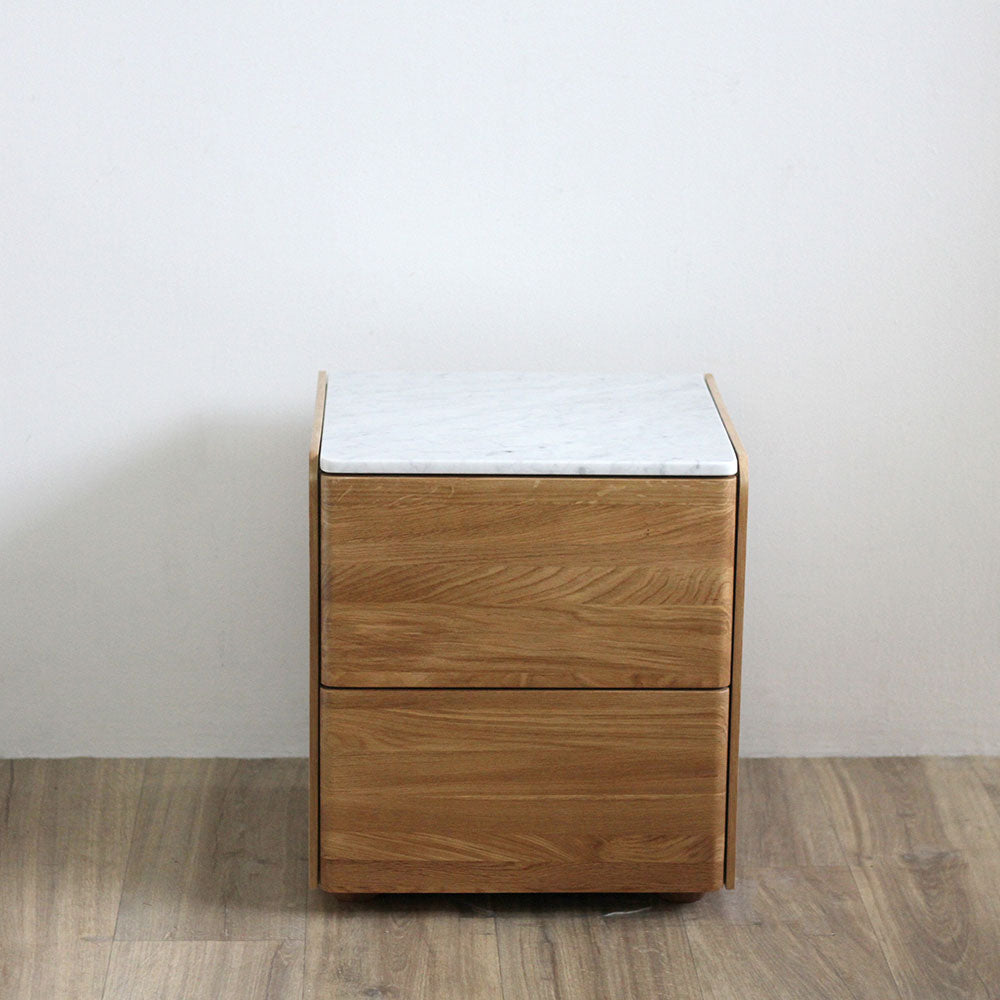 Carter Oak Bedside Table - Marble top