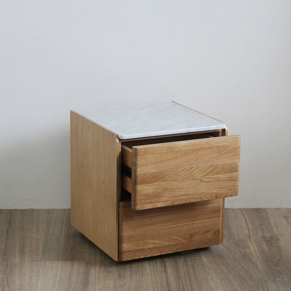 Carter Oak Bedside Table - Marble top
