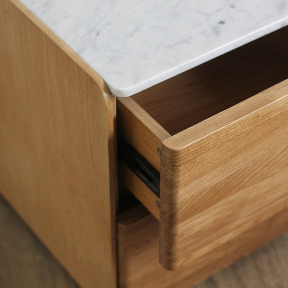 Carter Oak Bedside Table - Marble top