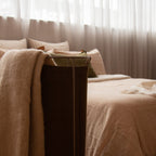 Light Khaki Linen Laundry Basket - Champagne Frame