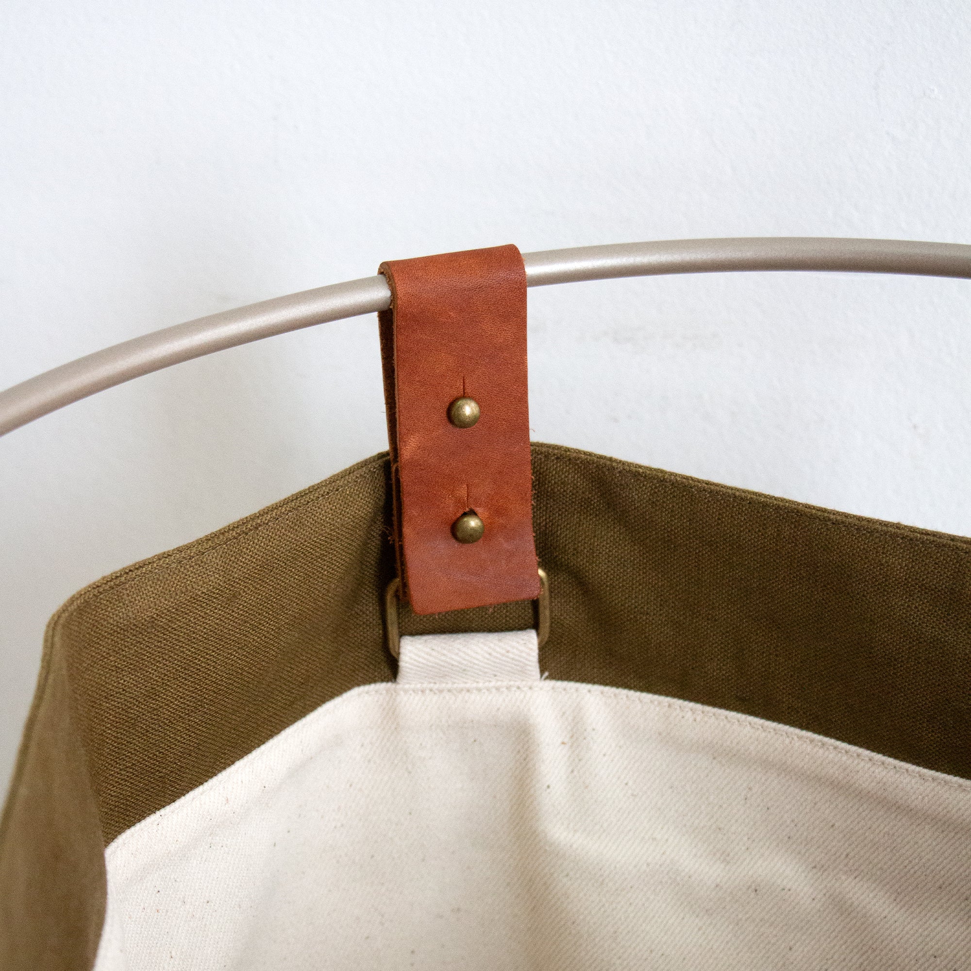 Light Khaki Linen Laundry Basket - Champagne Frame