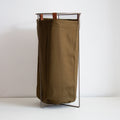 Light Khaki Linen Laundry Basket - Champagne Frame
