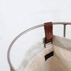Oatmeal Linen Laundry Basket - Champagne Frame