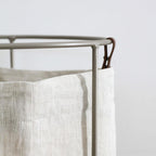 Oatmeal Linen Laundry Basket - Champagne Frame