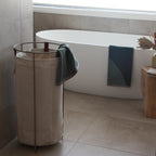Oatmeal Linen Laundry Basket - Champagne Frame
